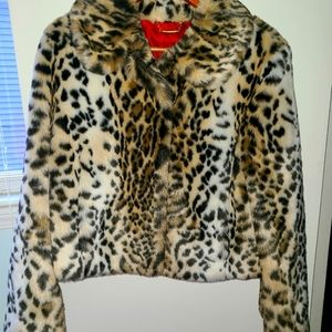 Faux Fur Leopard Print Coat